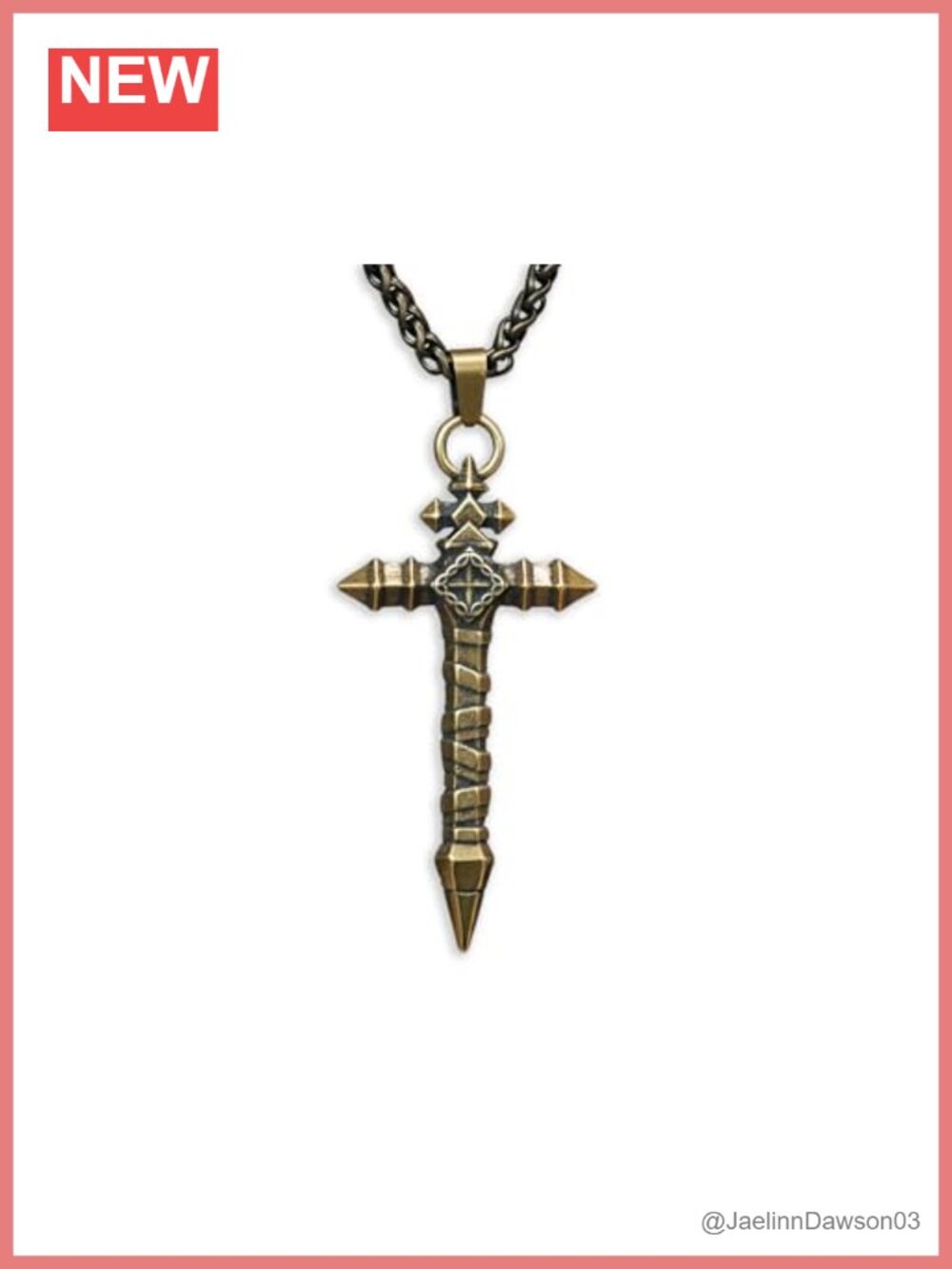Handmade Solid Brass Vampire Hunter Cross Pendant Necklace with 22" Chain